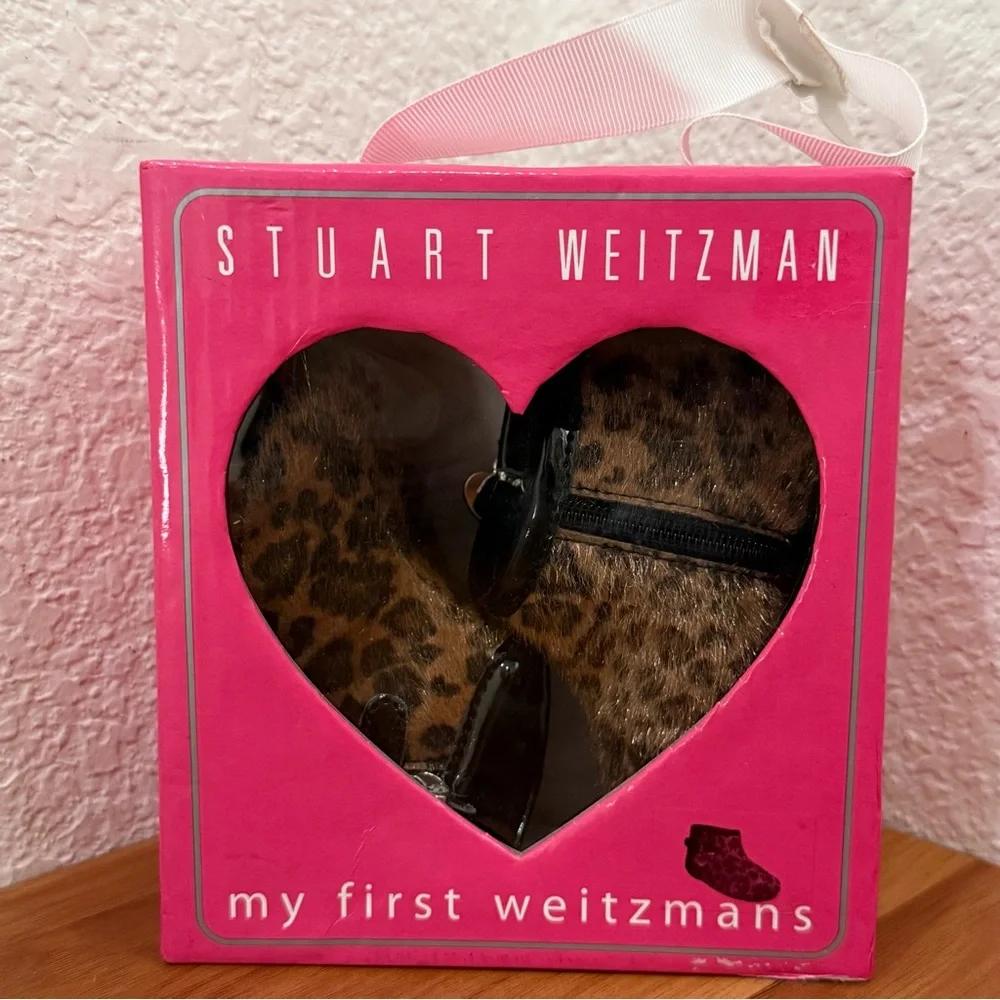 STUART WEITZMAN My First Weitzman Baby Zipper Tan Faux Fur Boots Cheetah Size 2